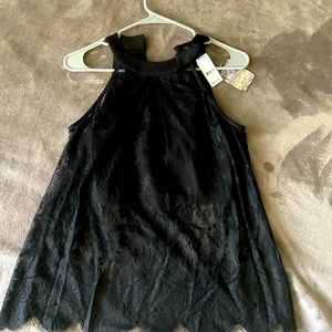 Black lace halter top blouse